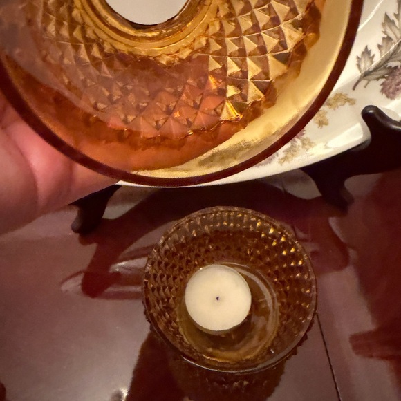 Amber Diamond-Cut Glass Fairy Light - Home Accent by Indiana Glass Co - Picture 5 of 5